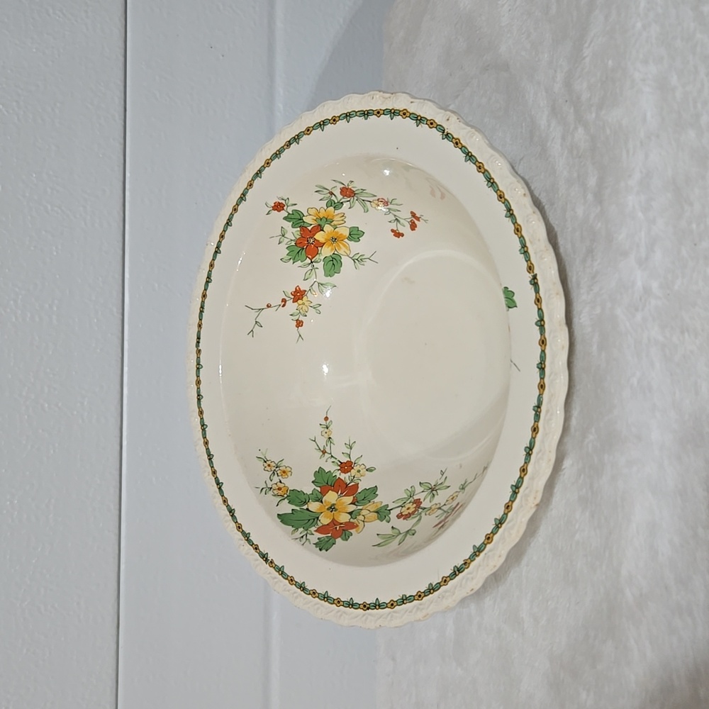 1920s 1930s Myott Bone China Soup Bowl Floral Pattern 20s 30s Antique Vintage